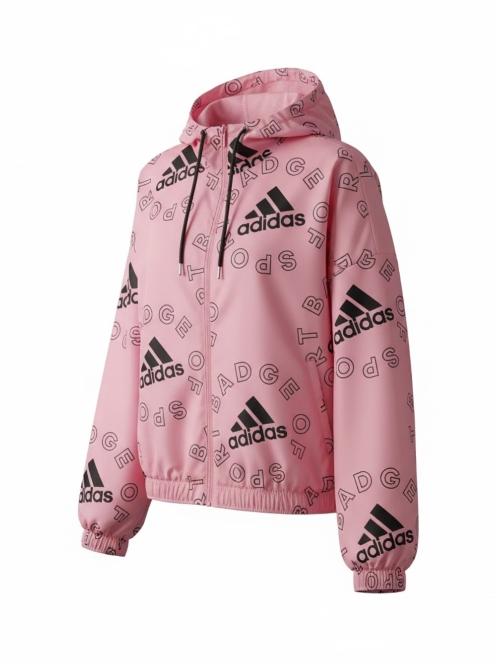 adidas Pink Logo Allover Zip Hoodie for Kids